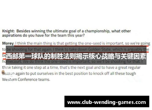西部第一球队的制胜法则揭示核心战略与关键因素